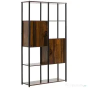 HOMCOM Biblioteca in stil industrial modern cu 4 rafturi si 2 dulapuri, rafturi din metal si lemn pentru casa si birou, 90x30x159,5 cm, negru si maro 