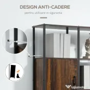HOMCOM Biblioteca in stil industrial modern cu 4 rafturi si 2 dulapuri, rafturi din metal si lemn pentru casa si birou, 90x30x159,5 cm, negru si maro 