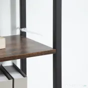 HOMCOM Biblioteca in stil industrial modern cu 4 rafturi si 2 dulapuri, rafturi din metal si lemn pentru casa si birou, 90x30x159,5 cm, negru si maro 