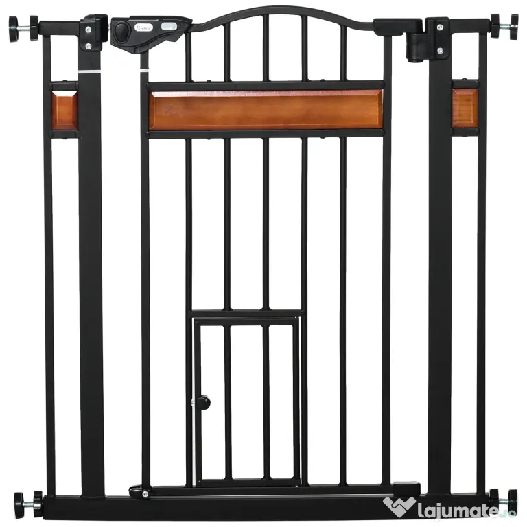 PawHut Portiță Extensibilă pentru Câinișori, Închidere Automată, 74-80 cm, Negru, Siguranță și Confort | Aosom Romania
