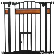 PawHut Portiță Extensibilă pentru Câinișori, Închidere Automată, 74-80 cm, Negru, Siguranță și Confort | Aosom Romania