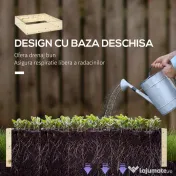 Outsunny Pat pentru Gradina de Legume Inaltat din Lemn, Jardiniera de Gradina pentru Plante, Legume si Ierburi Aromatice, 117x117x30cm