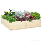 Outsunny Pat pentru Gradina de Legume inaltat din Lemn, Jardiniera de Gradina pentru Plante si Legume, 117x117x30 cm
