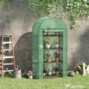 Outsunny sera de gradina, pentru plante, legume , fructe, protectia plantelor 80x49x160cm, verde | Aosom Romania