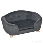 PawHut Culcus pentru Caini de Talie Mica, Canapeluta pentru Caini de Interior cu Perna Lavabila, 70x47x30cm - Gri Antracit