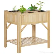 Outsunny Pat pentru Gradina de Legume Inaltat cu  6 Compartimente, Jardiniera de Exterior Suport Plante din Lemn de Brad, 78.5x58x81cm 