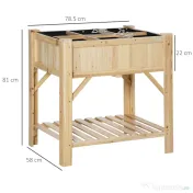 Outsunny Pat pentru Gradina de Legume Inaltat cu  6 Compartimente, Jardiniera de Exterior Suport Plante din Lemn de Brad, 78.5x58x81cm 