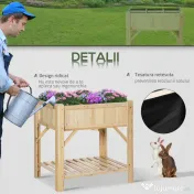 Outsunny Pat pentru Gradina de Legume Inaltat cu  6 Compartimente, Jardiniera de Exterior Suport Plante din Lemn de Brad, 78.5x58x81cm 