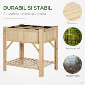 Outsunny Pat pentru Gradina de Legume Inaltat cu  6 Compartimente, Jardiniera de Exterior Suport Plante din Lemn de Brad, 78.5x58x81cm 