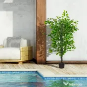 HOMCOM ficus artificial, ghiveci inclus, 135 cm, verde 