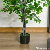 HOMCOM ficus artificial, ghiveci inclus, 135 cm, verde 