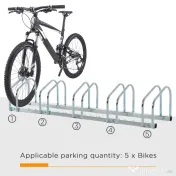 Homcom Suport Parcare Biciclete – 5 Locuri, Otel Rezistent Argintiu 