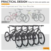 Homcom Suport Parcare Biciclete – 5 Locuri, Otel Rezistent Argintiu 