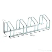 Homcom Suport Biciclete – Otel 110×33×27 cm, 4 Locuri 