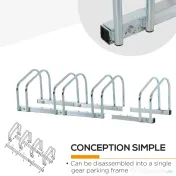 Homcom Suport Biciclete – Otel 110×33×27 cm, 4 Locuri 