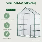 Outsunny Sera de Gradina din PE Impermeabila si Anti UV, 142x73x195cm - Verde 