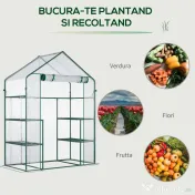 Outsunny Sera de Gradina din PE Impermeabila si Anti UV, 142x73x195cm - Verde 