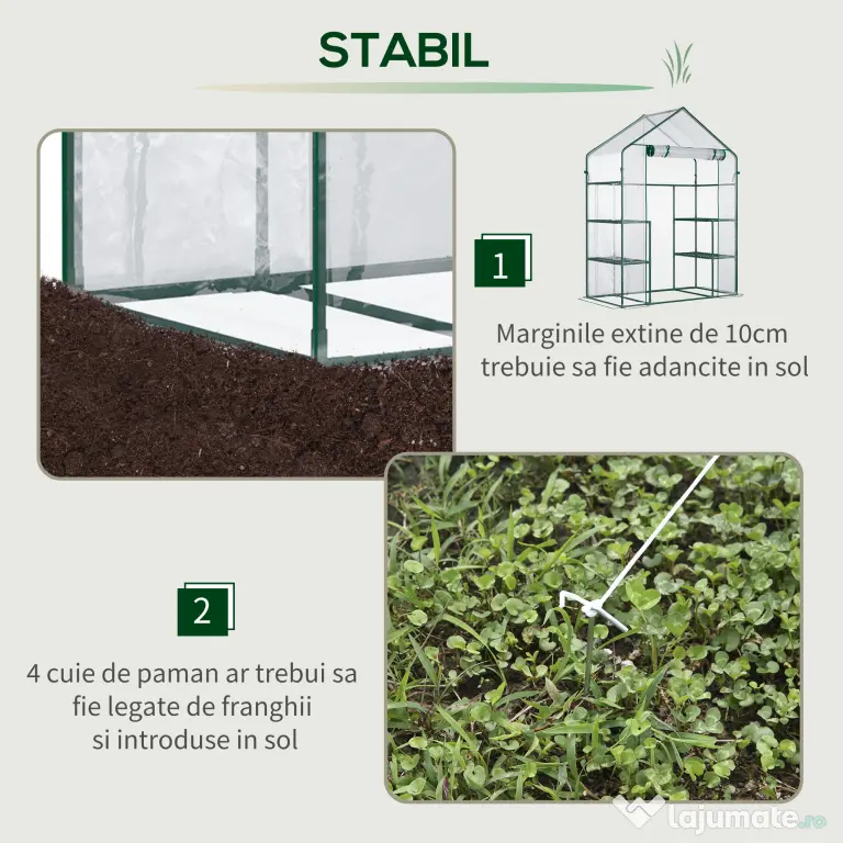 Outsunny Sera de Gradina sera pentru plante, legume, fructe din PE Impermeabila si Anti UV, 142x73x195cm, Verde | Aosom Romania