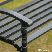 HOMCOM Bancă de Grădină din Oțel pentru 2 Persoane, Design Clasic, Rezistentă la Intemperii, Negru | Aosom Romania