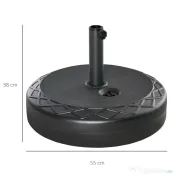 Outsunny Baza pentru umbrela rotunda Φ55cm din plastic de 30kg pentru stalpi de 38-48mm negru