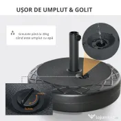 Outsunny Baza pentru umbrela rotunda Φ55cm din plastic de 30kg pentru stalpi de 38-48mm negru