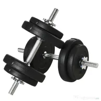 HOMCOM Set 2 Gantere Greutăți de 25 kg Total cu 12 Discuri din Oțel și Plastic, 43x18x7,5 cm, Negru | Aosom Romania