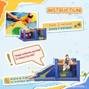 Outsunny 4 in 1 pentru copii Tobogan de apa Bounce House tobogan, trambulina, piscina, pentru copii de 3-8 ani 