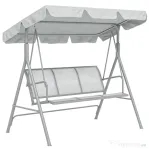 Balansoar de grădină 3 locuri Hollywoodschaukel cu acoperiș din metal gri+argintiu 170 x 110 x 153 cm | Aosom Romania