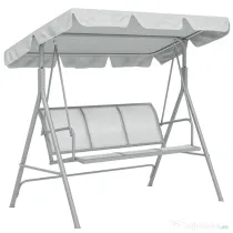 Balansoar de grădină 3 locuri Hollywoodschaukel cu acoperiș din metal gri+argintiu 170 x 110 x 153 cm | Aosom Romania