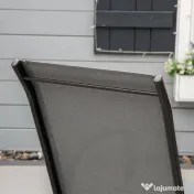 Outsunny Set de 4 Scaune de Grădină Stivuibile, Scaune de Exterior cu Cotiere din Metal și Țesătură Respirabilă, 54x75.5x95 cm, Gri | Aosom Romania