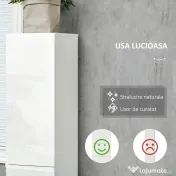 Kleankin Dulap de baie inalt cu rafturi reglabile, lucios, alb 