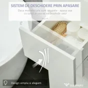 Kleankin Dulap de baie inalt cu rafturi reglabile, lucios, alb 