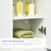 Kleankin Dulap de baie inalt cu rafturi reglabile, lucios, alb 
