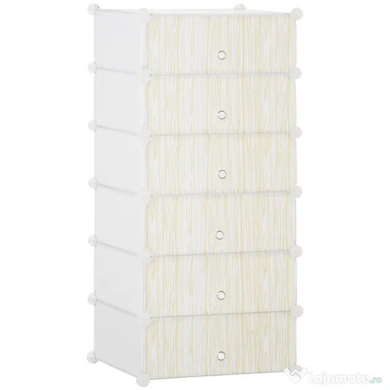 HOMCOM Mobilier Modular pentru Încălțăminte, 6 Cuburi Design Semicristal din PP și ABS, 45x35x17cm, Alb, Soluție Compactă | Aosom Romania