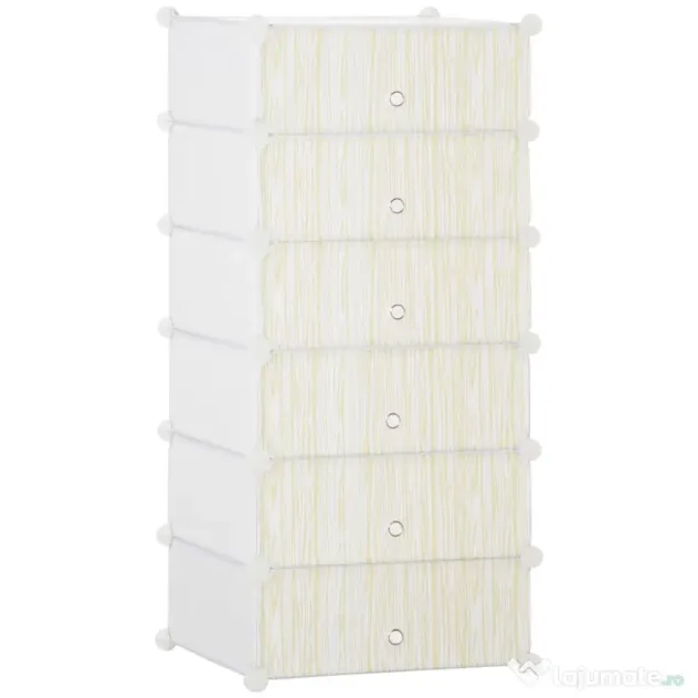 HOMCOM Mobilier Modular pentru Încălțăminte, 6 Cuburi Design Semicristal din PP și ABS, 45x35x17cm, Alb, Soluție Compactă | Aosom Romania