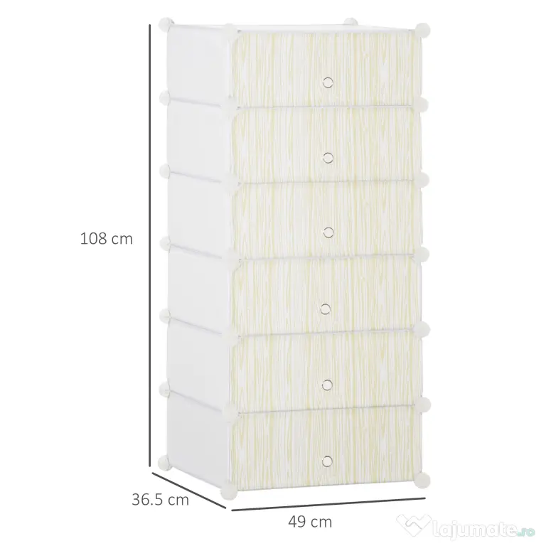 HOMCOM Mobilier Modular pentru Încălțăminte, 6 Cuburi Design Semicristal din PP și ABS, 45x35x17cm, Alb, Soluție Compactă | Aosom Romania