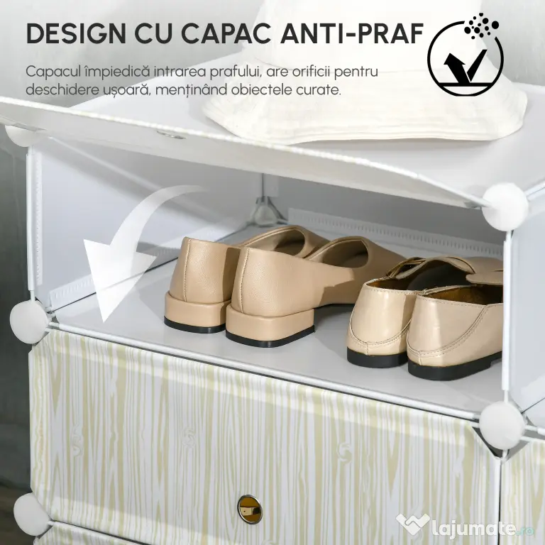 HOMCOM Mobilier Modular pentru Încălțăminte, 6 Cuburi Design Semicristal din PP și ABS, 45x35x17cm, Alb, Soluție Compactă | Aosom Romania