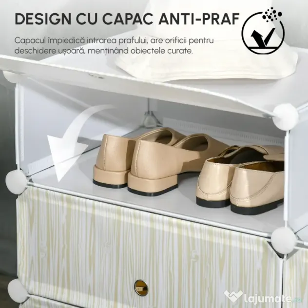 HOMCOM Mobilier Modular pentru Încălțăminte, 6 Cuburi Design Semicristal din PP și ABS, 45x35x17cm, Alb, Soluție Compactă | Aosom Romania