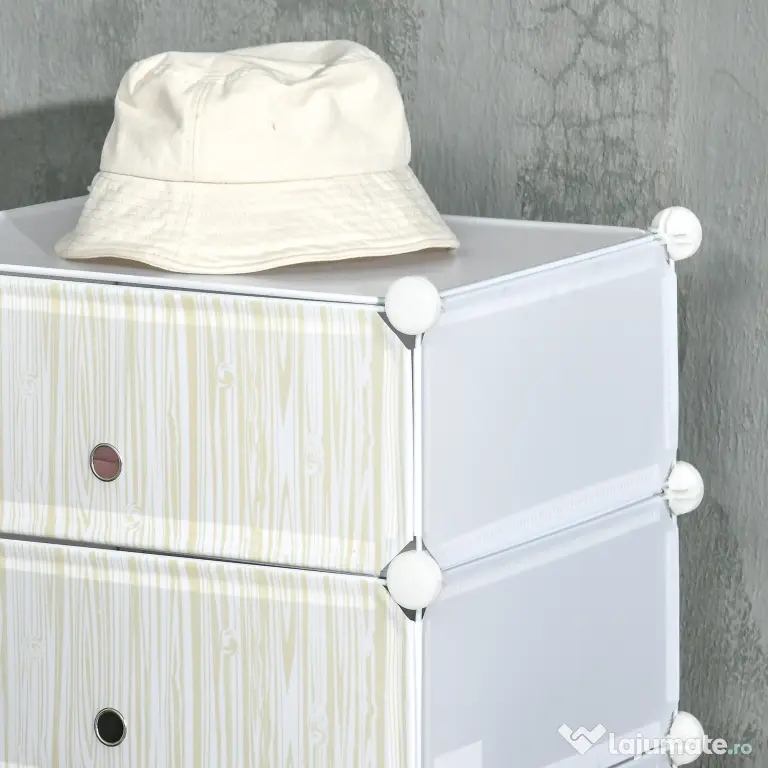 HOMCOM Mobilier Modular pentru Încălțăminte, 6 Cuburi Design Semicristal din PP și ABS, 45x35x17cm, Alb, Soluție Compactă | Aosom Romania
