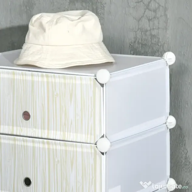 HOMCOM Mobilier Modular pentru Încălțăminte, 6 Cuburi Design Semicristal din PP și ABS, 45x35x17cm, Alb, Soluție Compactă | Aosom Romania