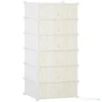 HOMCOM Mobilier pentru incaltaminte modular, 6 cuburi 45x35x17cm din plastic PP si otel, alb