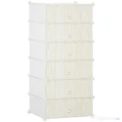 HOMCOM Mobilier pentru incaltaminte modular, 6 cuburi 45x35x17cm din plastic PP si otel, alb