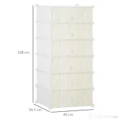 HOMCOM Mobilier pentru incaltaminte modular, 6 cuburi 45x35x17cm din plastic PP si otel, alb