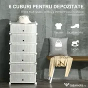 HOMCOM Mobilier pentru incaltaminte modular, 6 cuburi 45x35x17cm din plastic PP si otel, alb