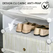 HOMCOM Mobilier pentru incaltaminte modular, 6 cuburi 45x35x17cm din plastic PP si otel, alb