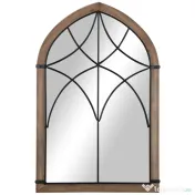 HOMCOM Oglindă de Perete cu Formă de Arc, Detalii Moderne și Cârlige, Oglindă din MDF și Sticlă, 60x93 cm, Maro și Negru | Aosom Romania