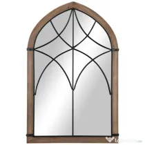 HOMCOM Oglindă de Perete cu Formă de Arc, Detalii Moderne și Cârlige, Oglindă din MDF și Sticlă, 60x93 cm, Maro și Negru | Aosom Romania