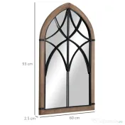 HOMCOM Oglindă de Perete cu Formă de Arc, Detalii Moderne și Cârlige, Oglindă din MDF și Sticlă, 60x93 cm, Maro și Negru | Aosom Romania