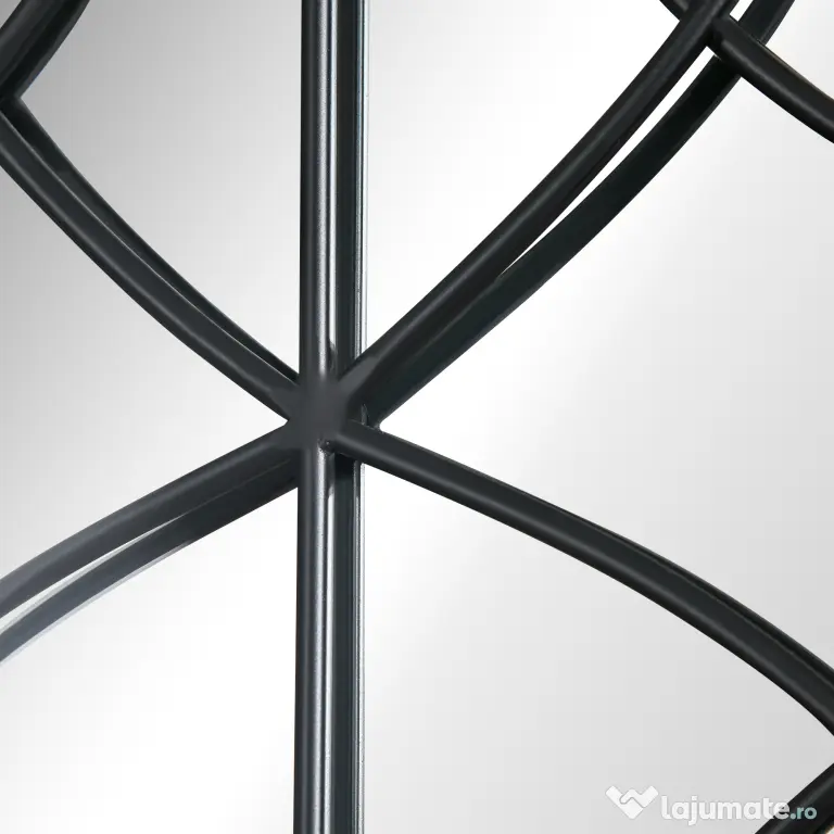 HOMCOM Oglindă de Perete cu Formă de Arc, Detalii Moderne și Cârlige, Oglindă din MDF și Sticlă, 60x93 cm, Maro și Negru | Aosom Romania