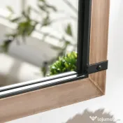 HOMCOM Oglindă de Perete cu Formă de Arc, Detalii Moderne și Cârlige, Oglindă din MDF și Sticlă, 60x93 cm, Maro și Negru | Aosom Romania